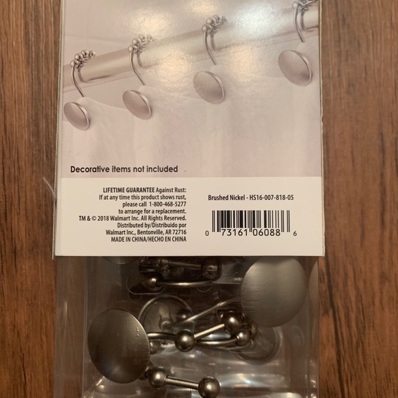 Hotel Style Shower Hooks Brushed Nickel Set of 12 - Picture 4 of 5